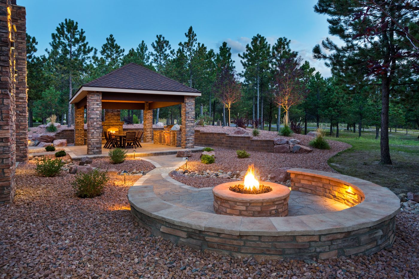 back patio with fire pit